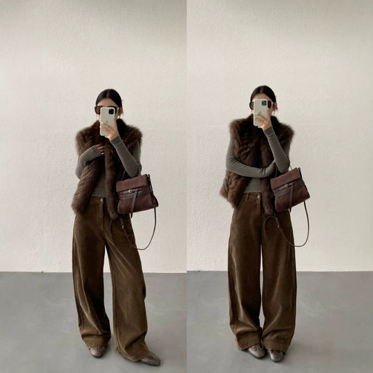 Baumwoll-Cordhose, weit geschnitten, gefüttert, Herbst/Winter