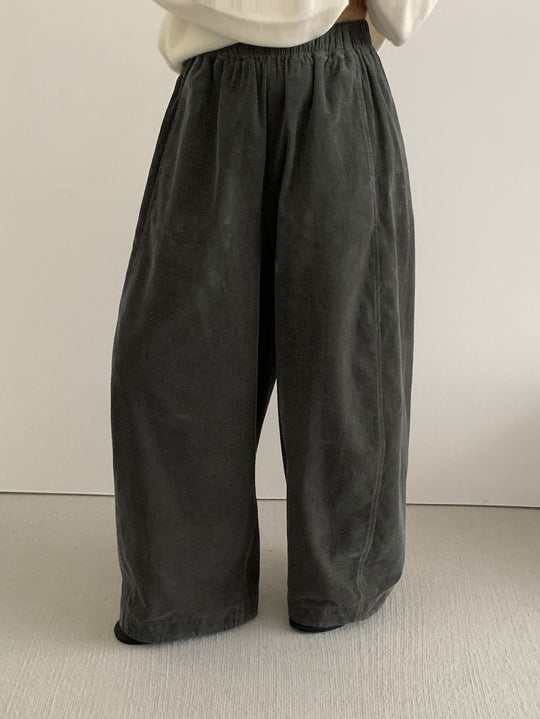 Damen-Cordhose mit weitem Bein und elastischem Bund