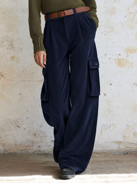 Vielseitige Cord-Cargohose mit hohem Bund