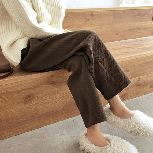Cord-Hose mit hohem Bund, weit geschnitten, Damen