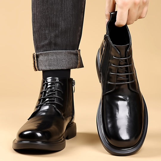 Gefütterte Herren-Lederstiefel für den Winter