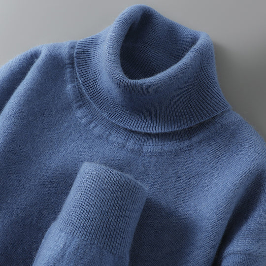 Herren-Wollpullover, 100% Wolle, Stehkragen, Business-Stil