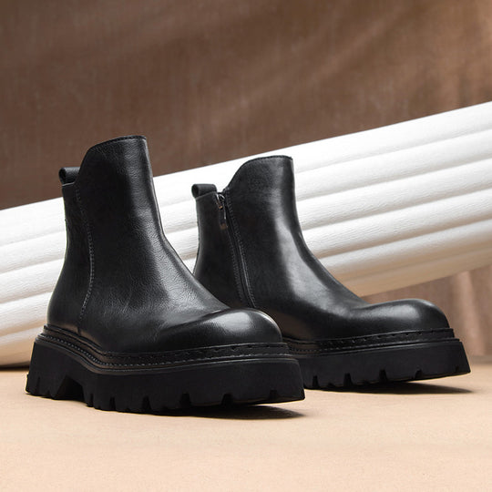 Herren Chelsea-Stiefel aus Rindsleder, mit Reißverschluss