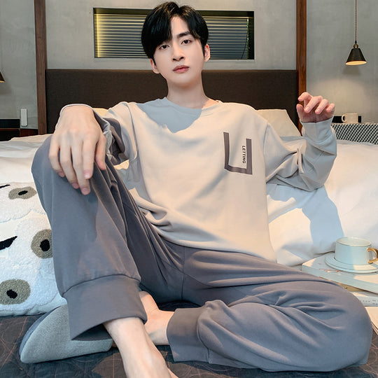 Herren-Pyjama-Set, Langarm, locker geschnitten