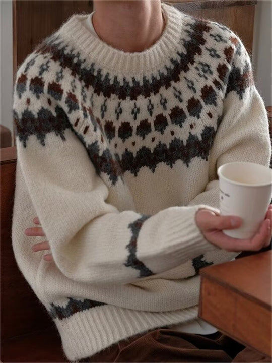 Fair Isle Strickpullover, Vintage-Stil, Unisex