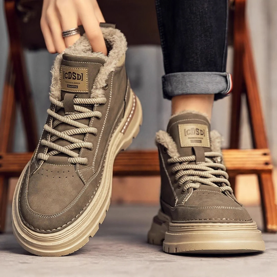 Gefütterte Herren-Stiefel, High-Top, Kunst-PU, Winter