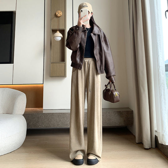 Damen-Cordhose mit Kordelzug und hohem Bund
