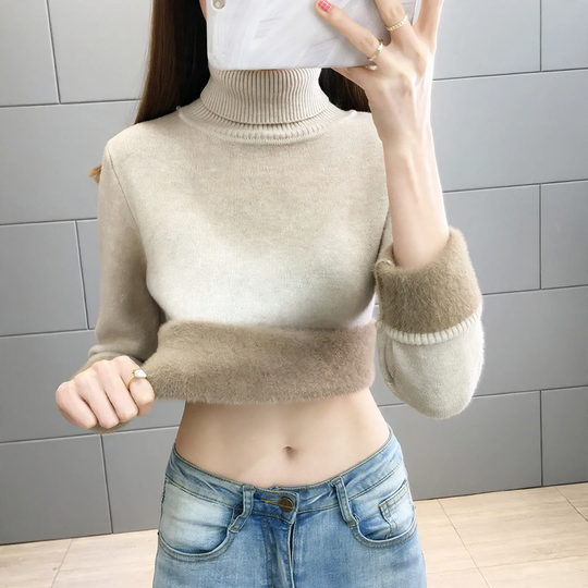 Gefütterter Damen-Rollkragenpullover, extra warm