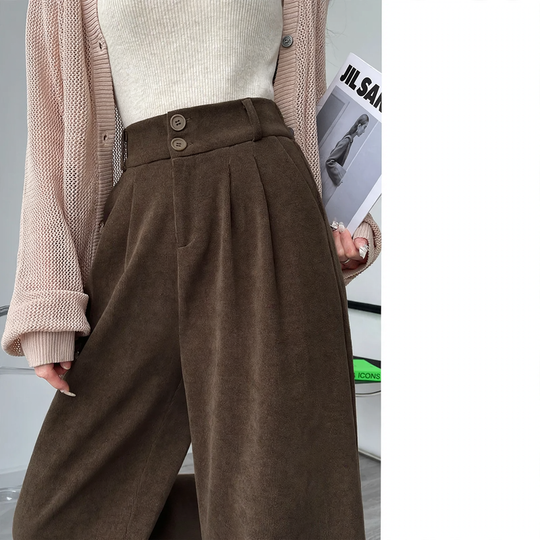 Gefütterte Chenille-Hose mit hohem Bund