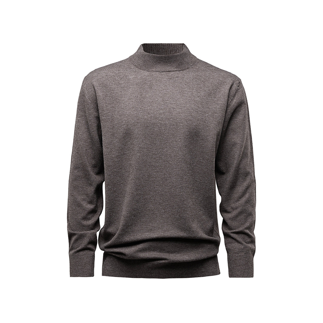 Herren-Strickpullover mit Stehkragen, einfarbig