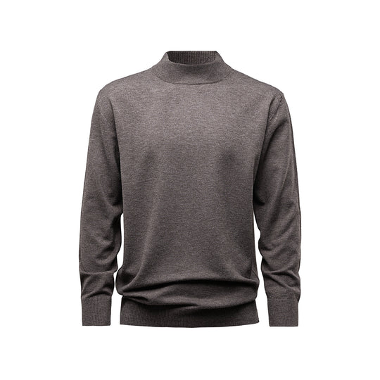 Herren-Strickpullover mit Stehkragen, einfarbig