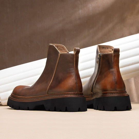 Herren Chelsea-Stiefel aus Rindsleder, mit Reißverschluss