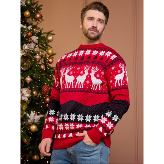 Unisex-Strickpullover mit Rentier-Motiv
