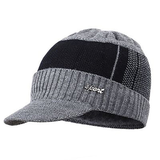 Herren Strickmütze und Schal Set, gefüttert