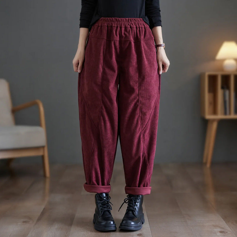 Damen Cordhose, Karottenform, gefüttert