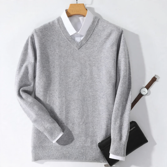 Herren-Wollpullover mit V-Ausschnitt