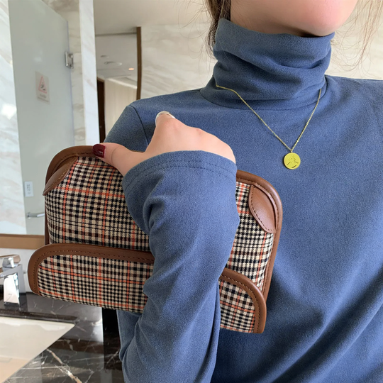 Damen-Rollkragen-Langarmshirt mit doppelseitigem Fleece