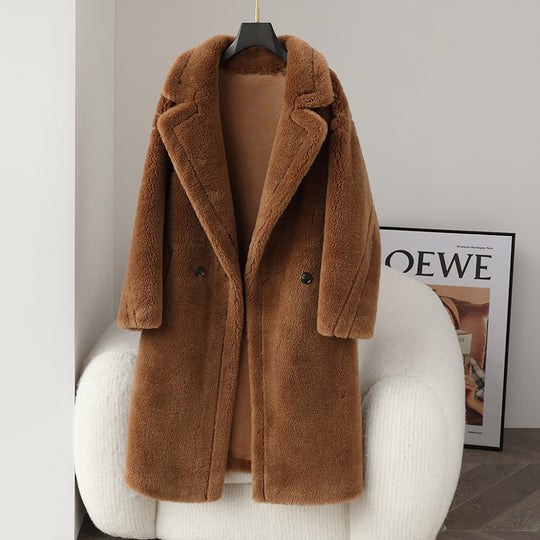 Lockerer Damen-Wintermantel aus Schurwolle
