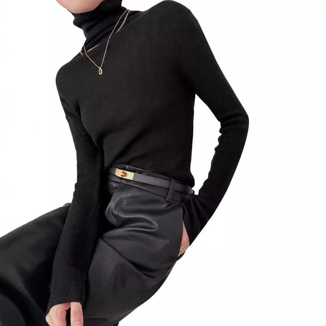 Damen-Kaschmir-Wollpullover, dünn, Stehkragen