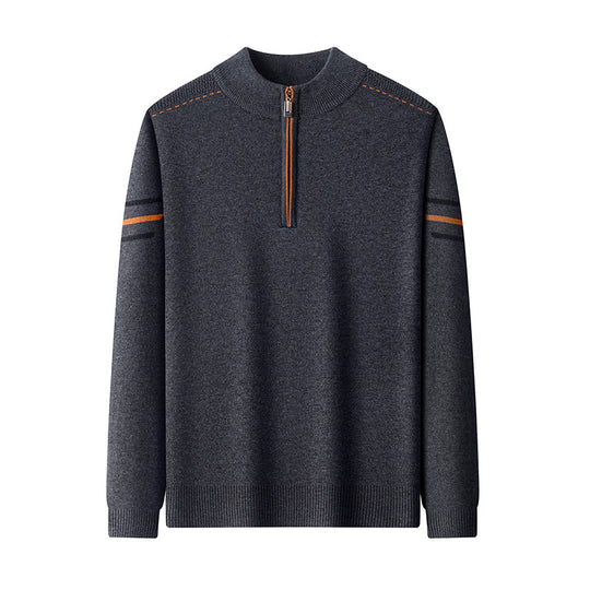 Herren-Strickpullover mit Reißverschluss und Stehkragen