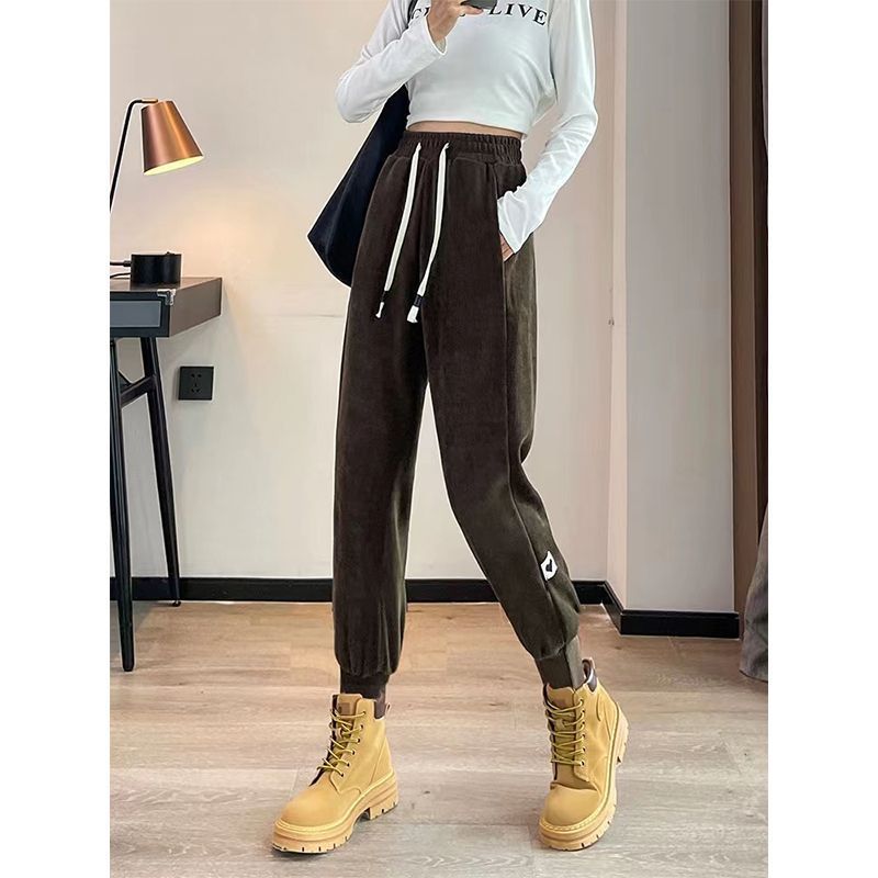 Gefütterte Chenille-Jogginghose für Damen, locker geschnitten