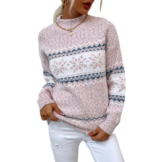 Damen-Strickpullover mit Schneeflockenmuster