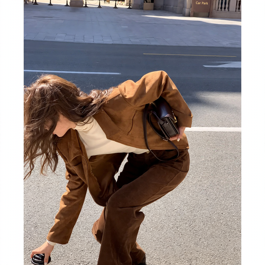 Elastische Damen-Cordhose, gerade geschnitten