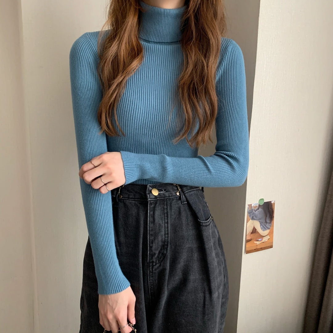 Klassischer Damen-Strickpullover mit Rollkragen