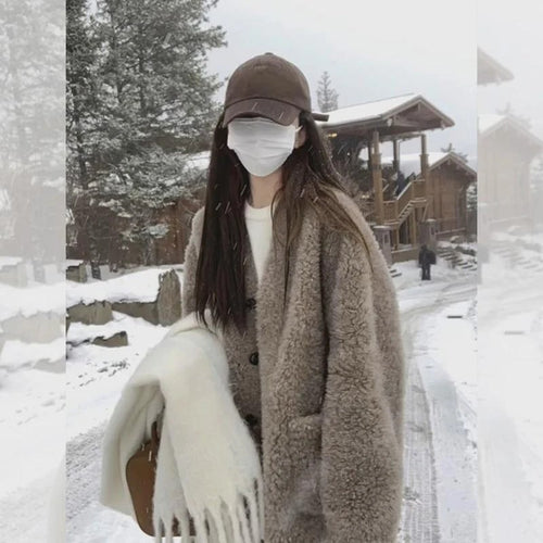 Damen-Winterjacke mit Lammfleece-Imitat, gefüttert