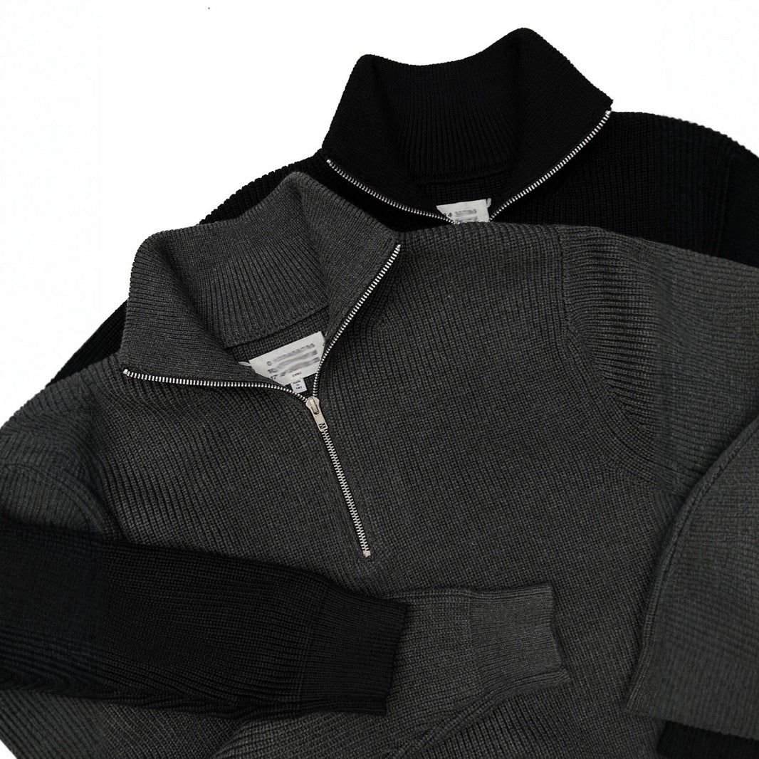 Unisex-Strickpullover mit Reißverschluss, Baumwollmischung