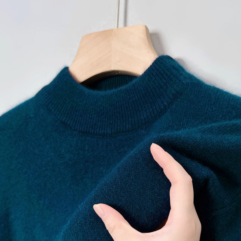 Herren-Strickpullover mit Stehkragen, einfarbig