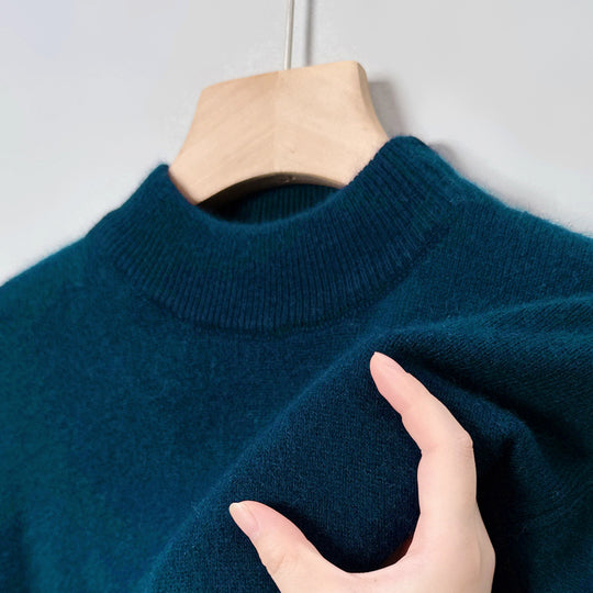 Herren-Strickpullover mit Stehkragen, einfarbig