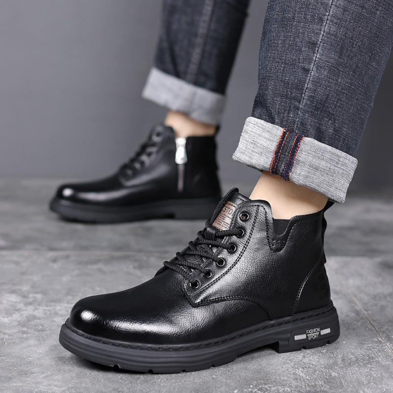 Herren-Winterstiefel, Leder, gefüttert, rutschfest, 6627