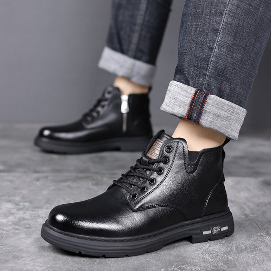Herren-Winterstiefel, Leder, gefüttert, rutschfest, 6627