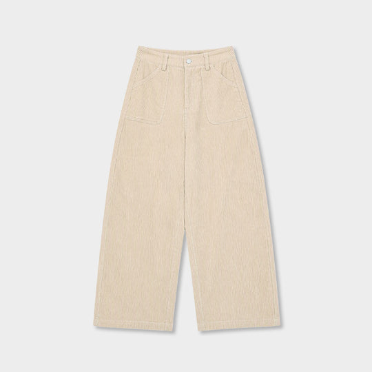 Cordhose mit hohem Bund und weitem Bein