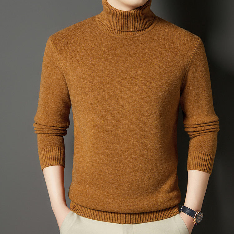 Herren-Rollkragenpullover mit Wollanteil, dick