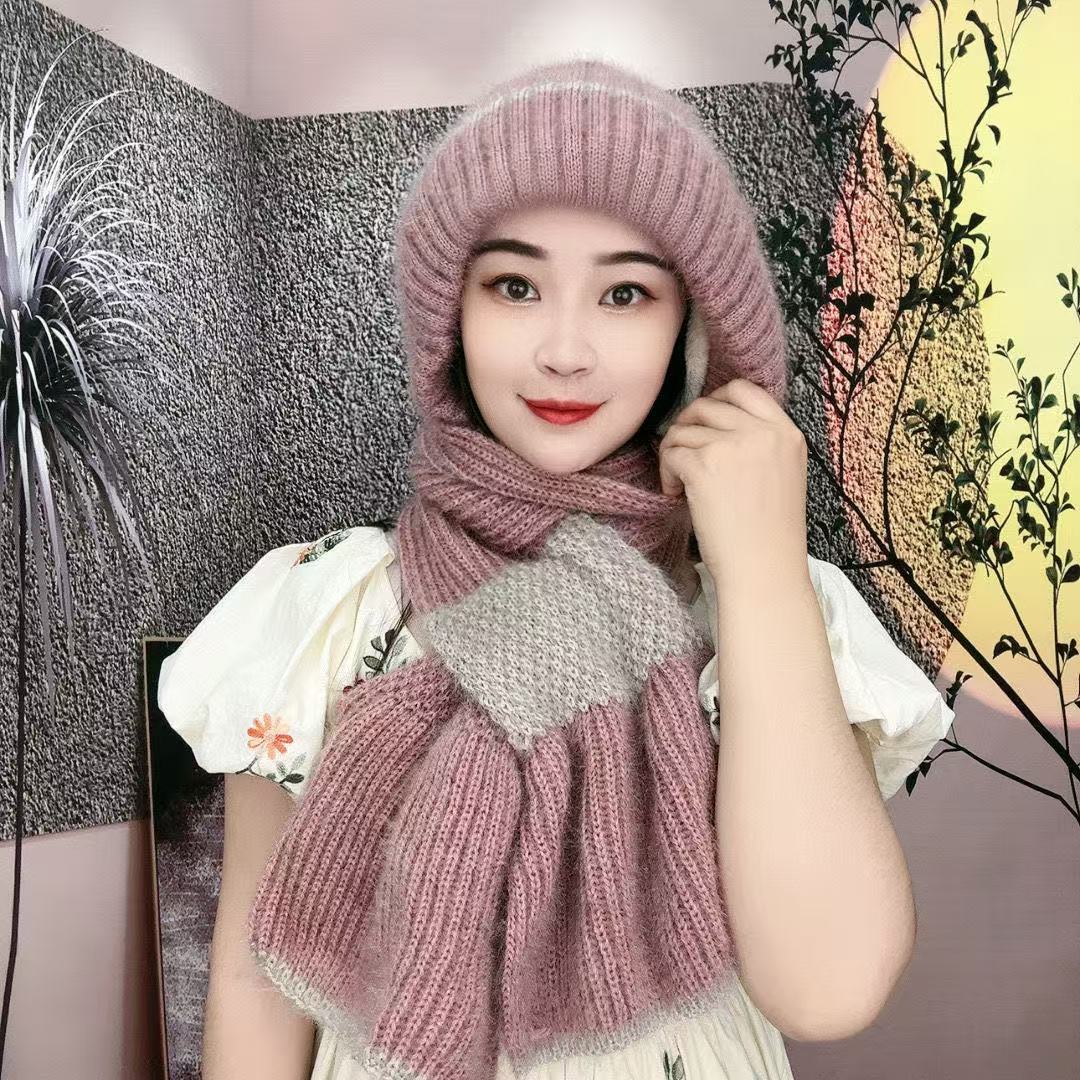 Gestricktes Mützen- und Schal-Set, gefüttert, winddicht