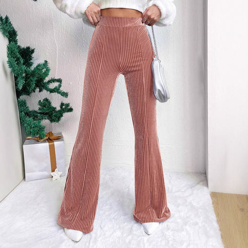 Damen-Cordhose mit hohem Bund und ausgestelltem Bein