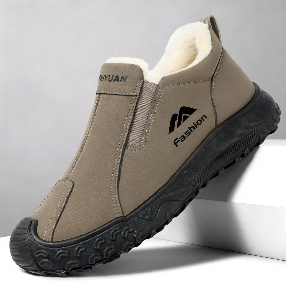 Gefütterte Herren-Winterstiefel aus Wildlederimitat
