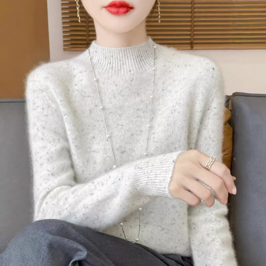 Damen-Pullover aus reiner Wolle mit Stehkragen