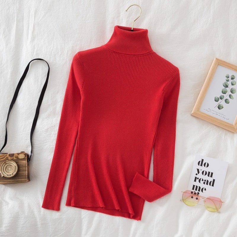 Damen-Strickpullover, hochgeschlossen, schmal geschnitten