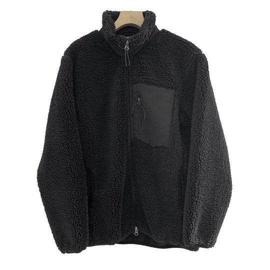 Winddichte Lammfell-Imitat Jacke mit Stehkragen