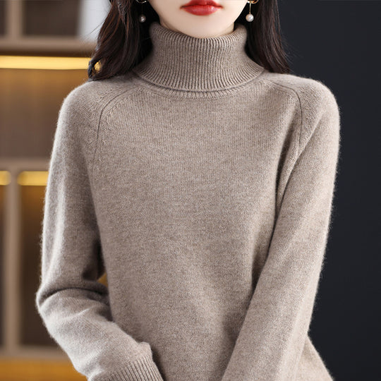 Damen-Strickpullover mit Stehkragen, locker und langärmlig