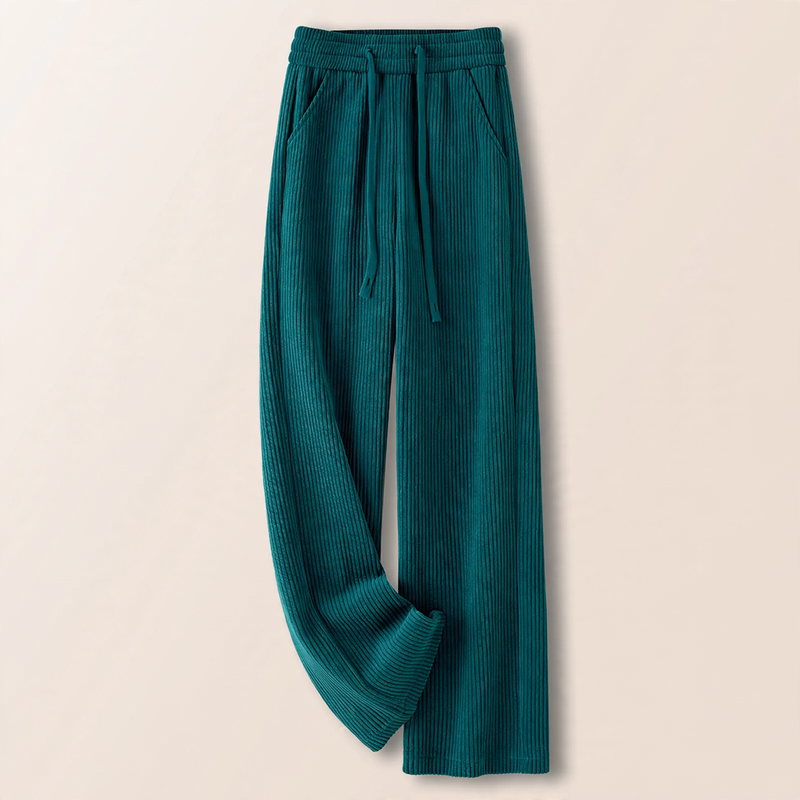 Gefütterte Cord-Hose mit hoher Taille