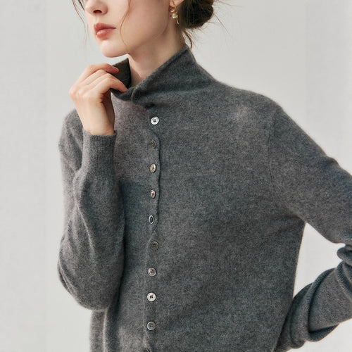Strickjacke mit Rollkanten, weiche Haptik