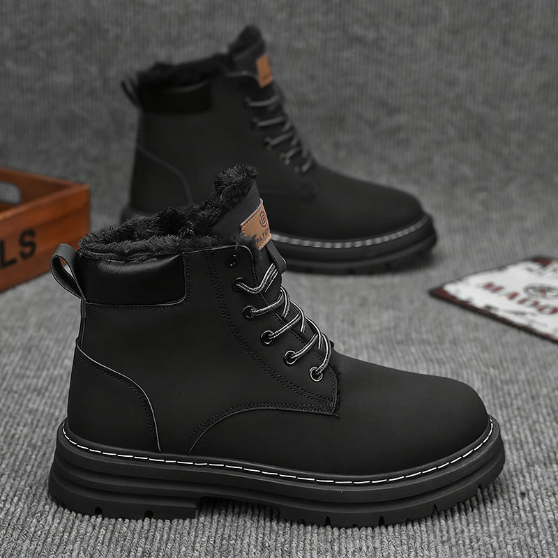 Gefütterte Herren-Winterstiefel, mittelhoher Schaft, warm