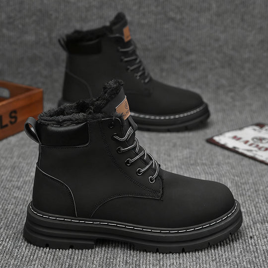 Gefütterte Herren-Winterstiefel, mittelhoher Schaft, warm