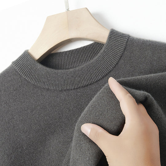 Herren-Kaschmirpullover, Rundhals, einfarbig