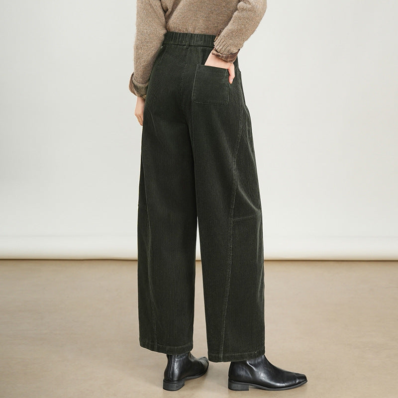 Damen-Cordhose mit hohem Bund, gerade geschnitten