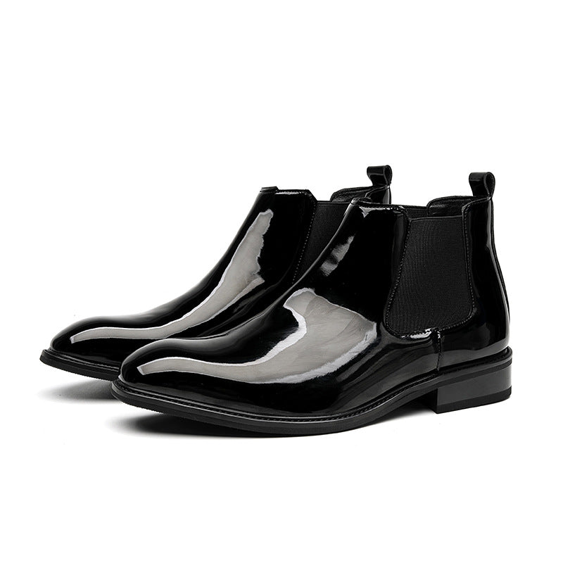 Herren-Chelsea-Stiefel, Lackleder-Optik
